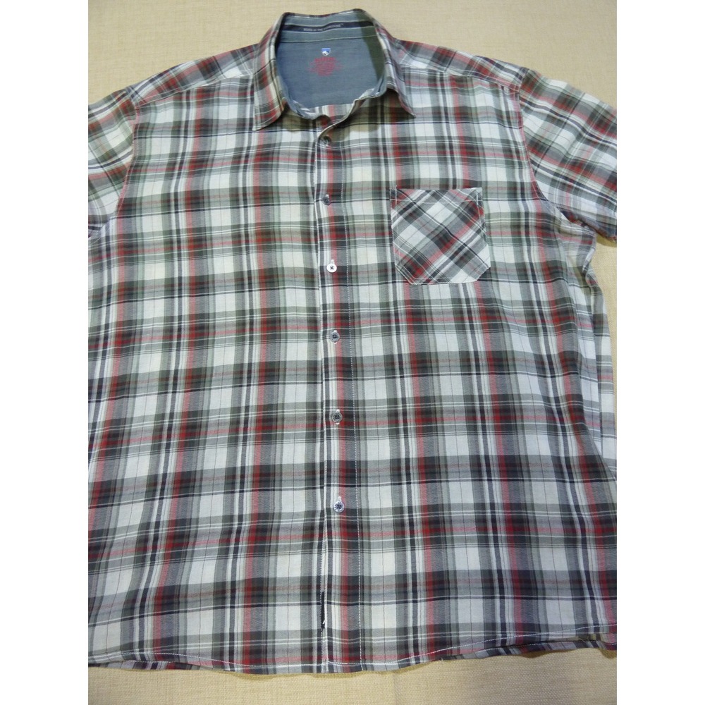 KUHL Men's Shirt Metal Button Blue Plaid Short Sleeve Outdoor Size XXLarge